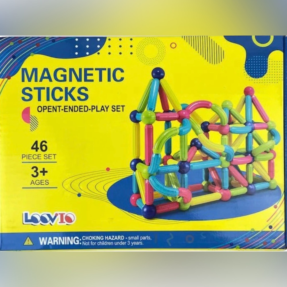 LOOVIO Magnetic Sticks Open-Ended Play Set 46 Piece Set NEW IN BOX